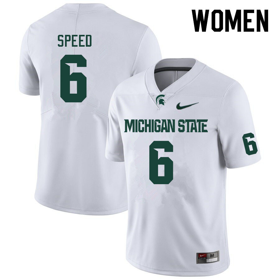 Women #6 Ameer Speed Michigan State Spartans College Football Jerseys Sale-White
